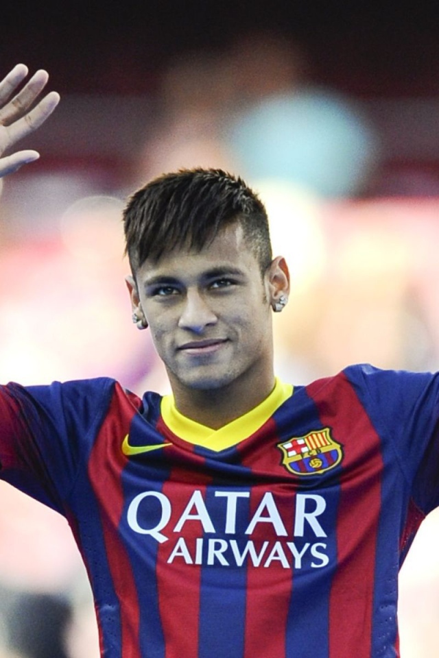 Футболист Барселоны Neymar руки вверх