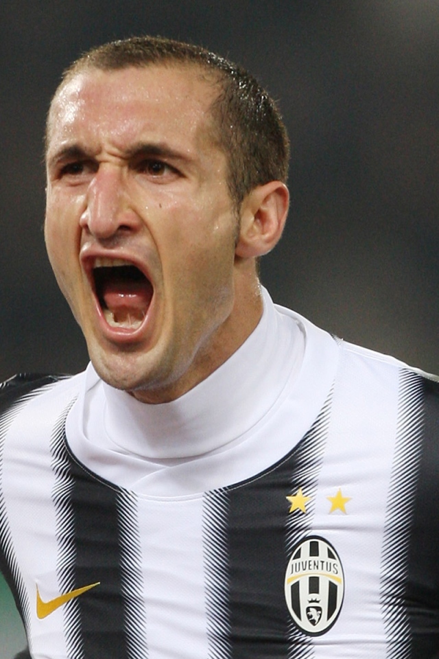 The football player of Juventus Giorgio Chiellini is shouting