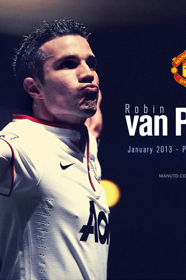 Футболист Манчестер Юнайтед Робин ван Перси на темном фоне