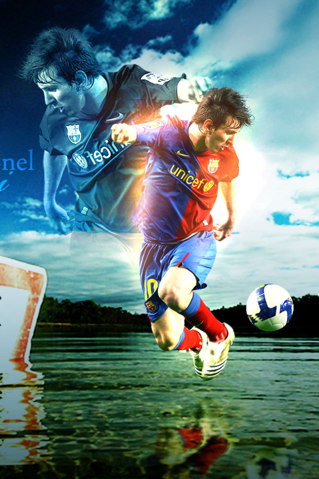 Игрок Барселоны Лионель Месси дриблинг