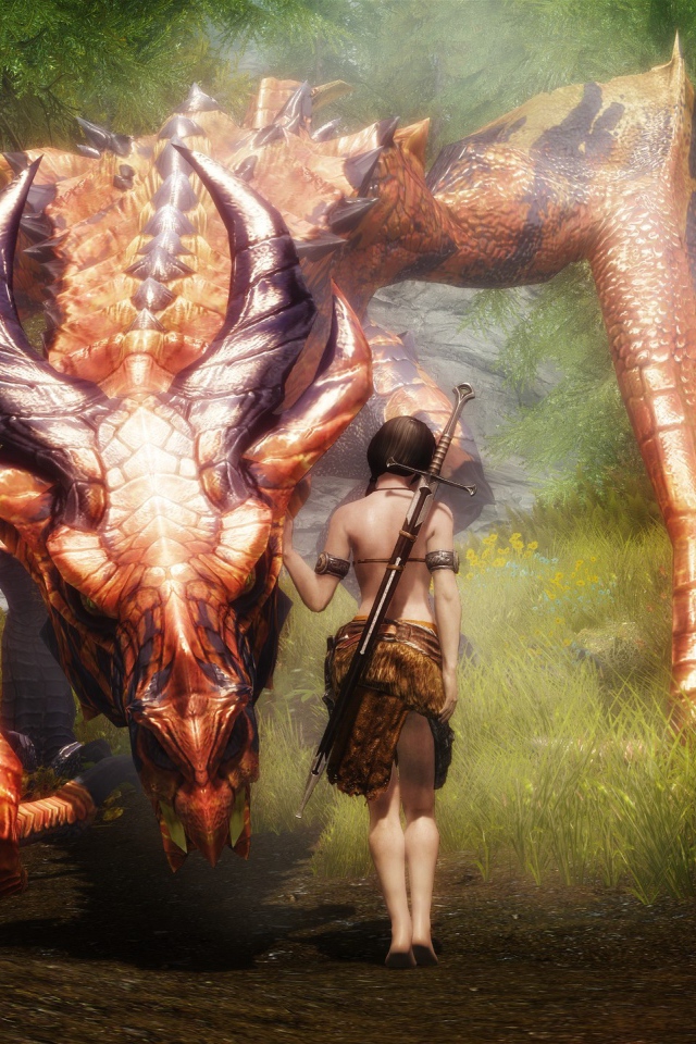 Ручной дракон у девочки с мечом