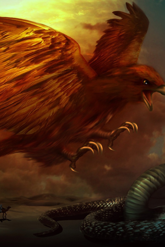 Птица нападает на кобру