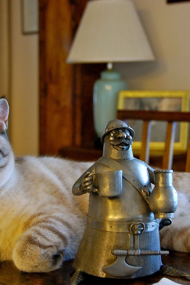 Кот у статуэтки