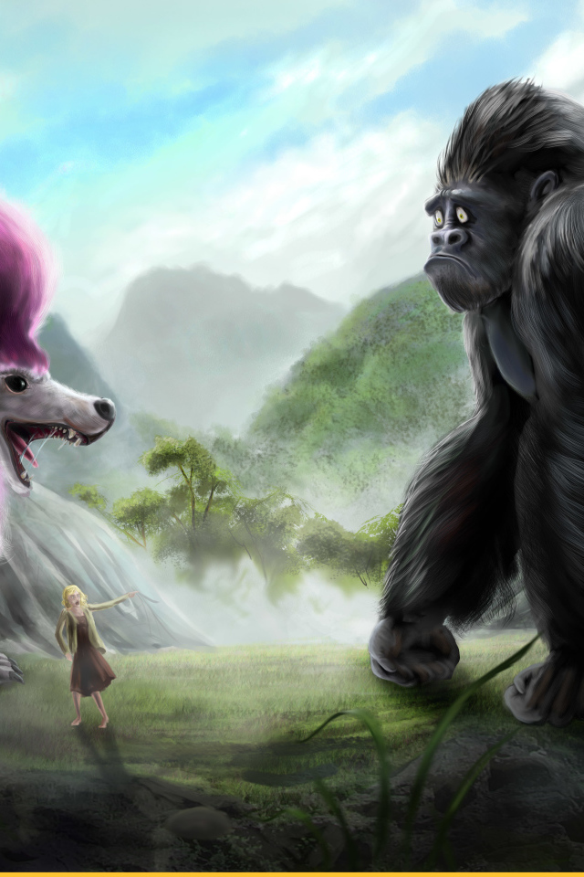 Розовый пудель и горилла