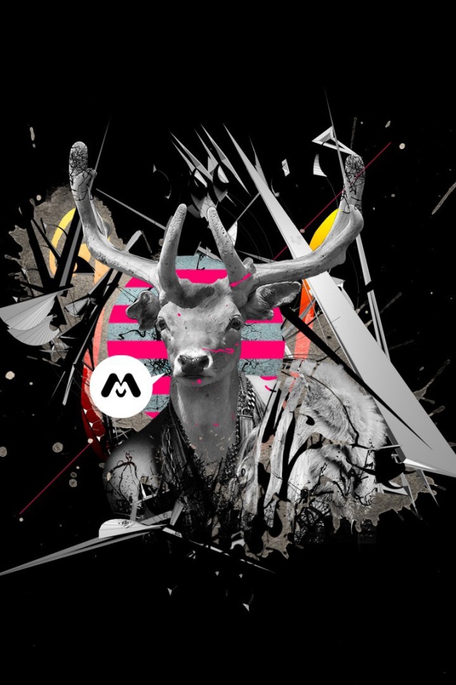 Олень на черном фоне