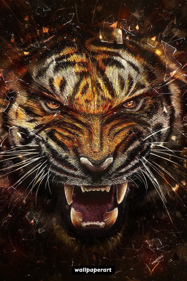 	   Wallpaper with the muzzle of a tiger
