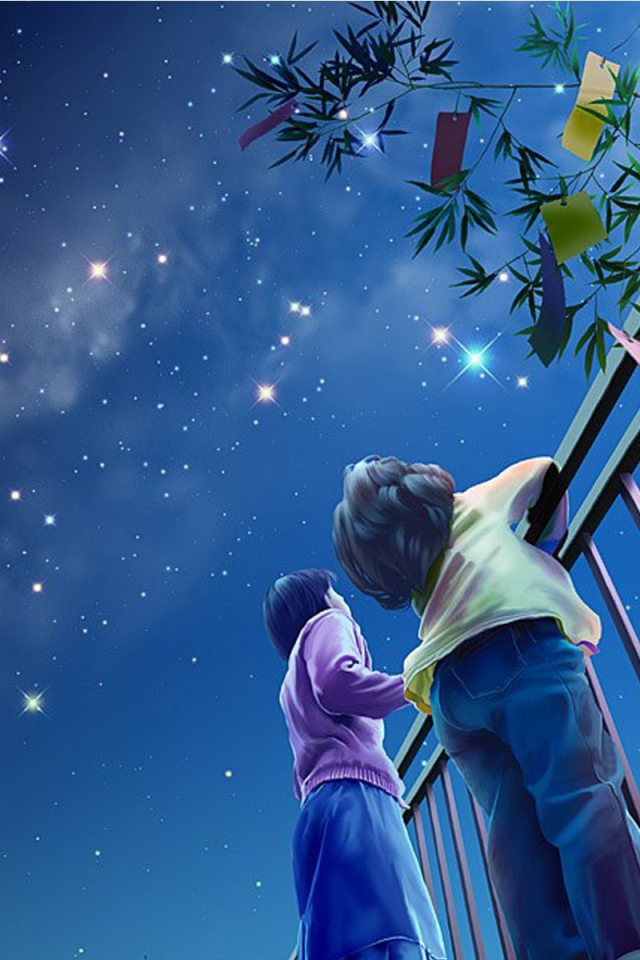 Дети смотрят на звезды