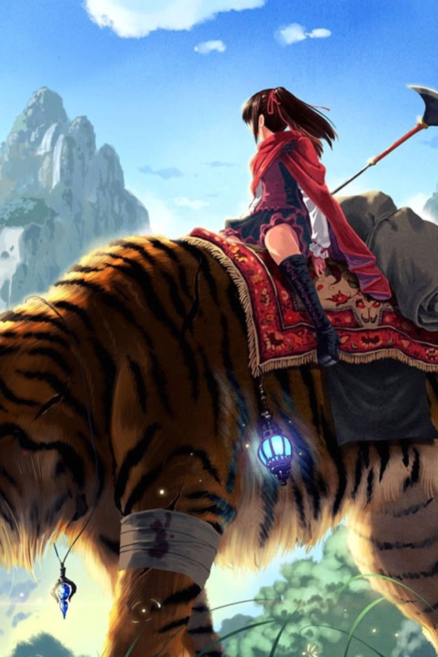 Девушка на тигре