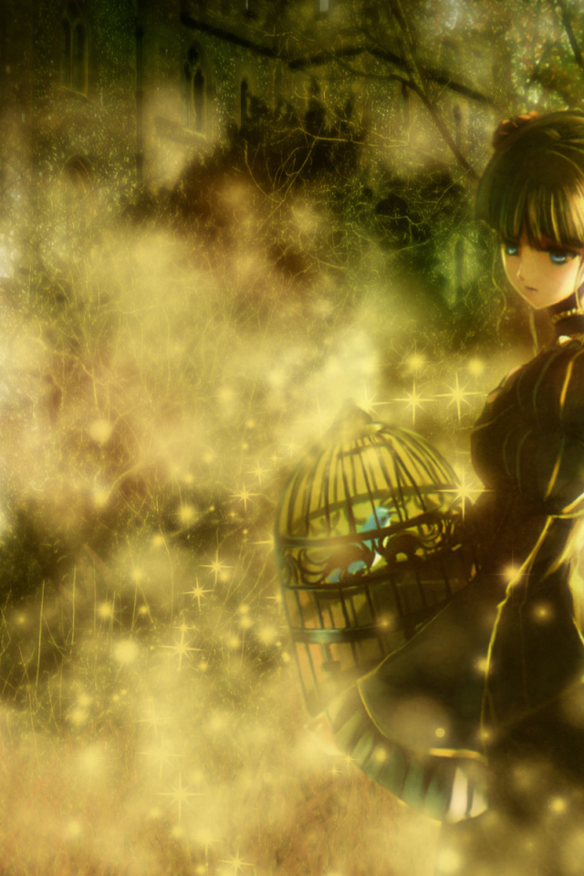 Девочка с клеткой для птицы