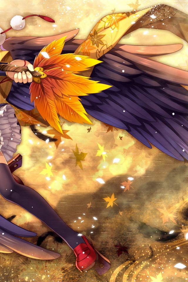 Девушка с осенними листьями