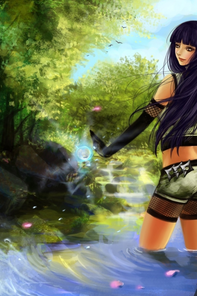 Девушка стоит в реке