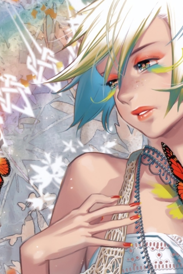 Аниме девочка с бабочками