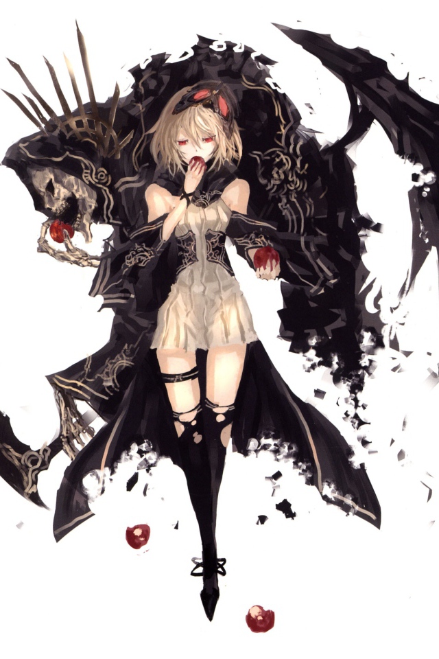 Девочка ест яблоки