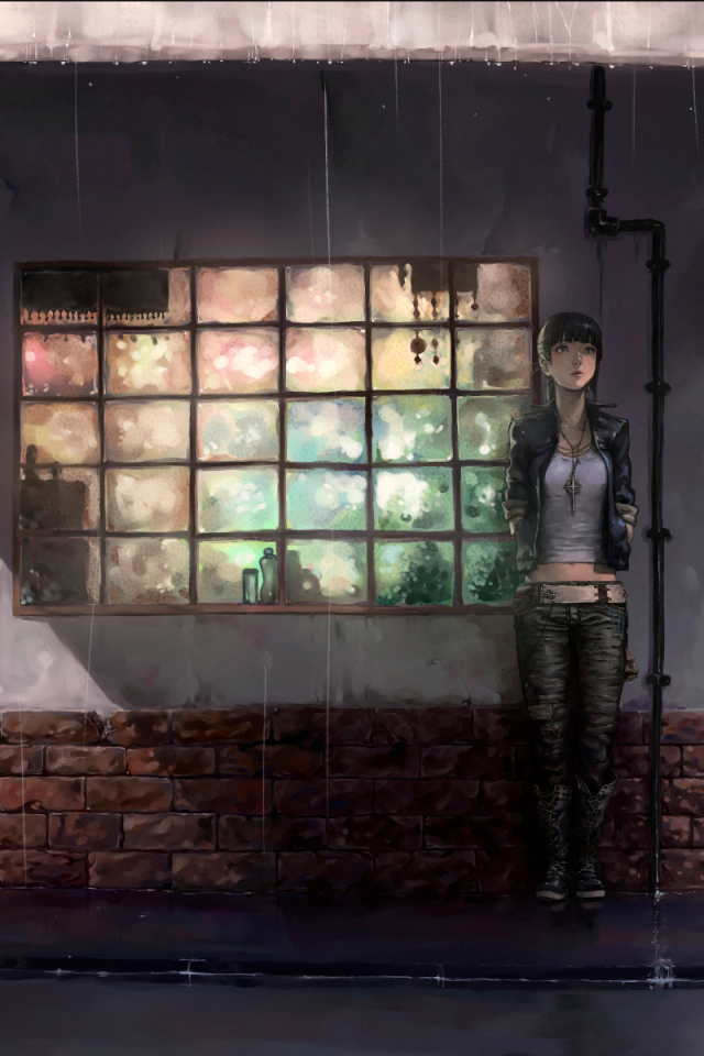 Девушка прячется от дождя