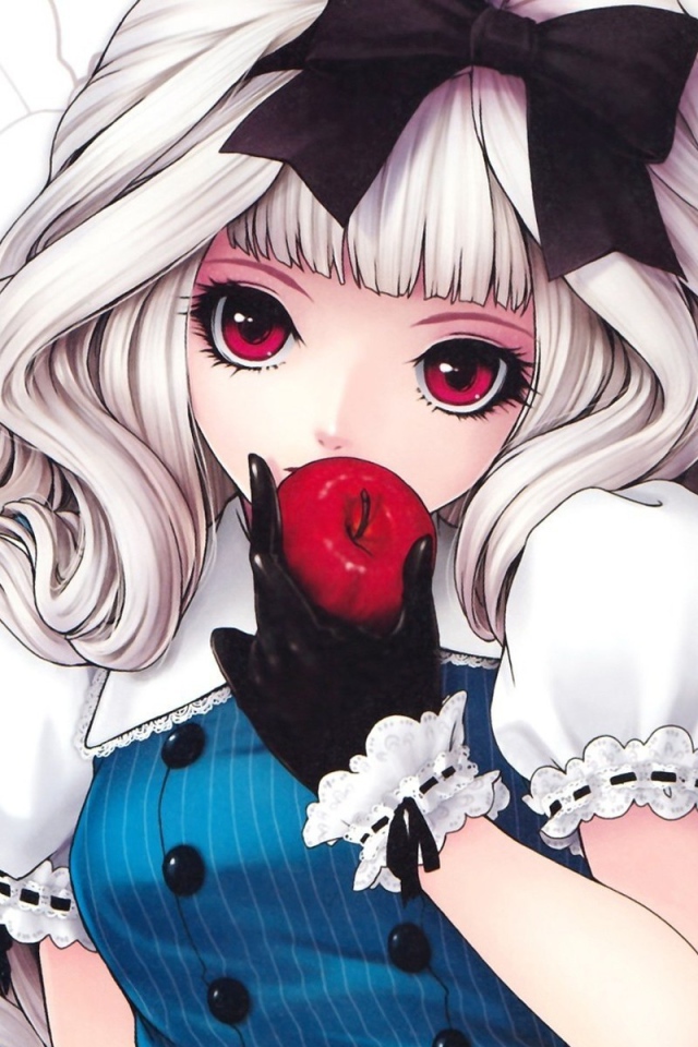 Девочка с красным яблоком