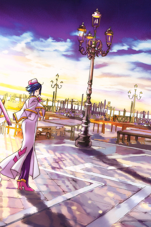 Девочки на площади с фонарями