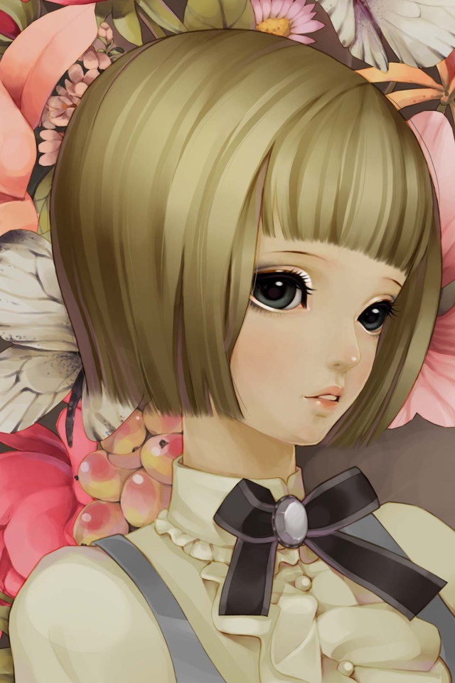 Девочка на фоне цветов