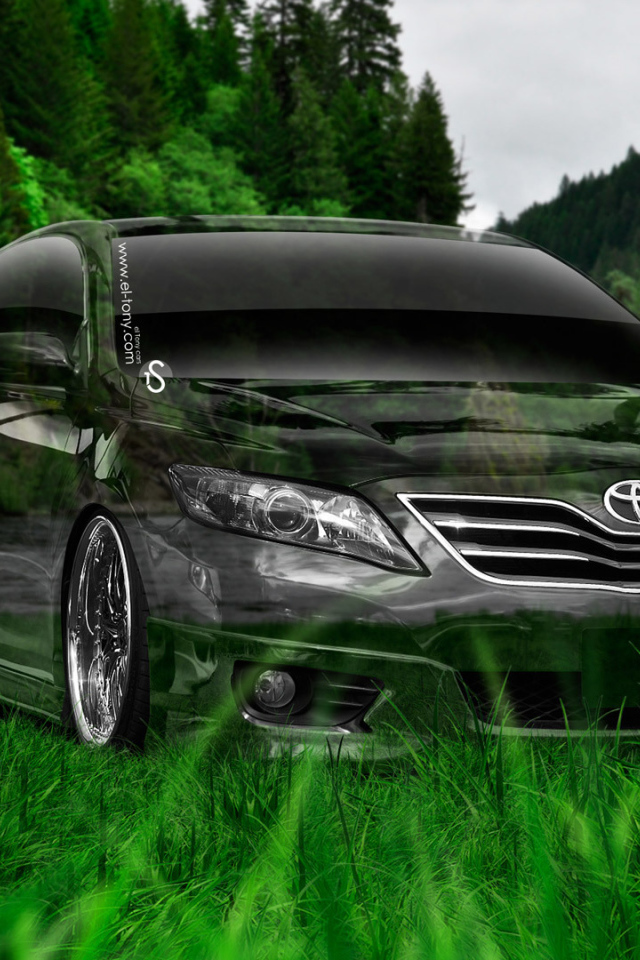 Toyota Camry на берегу реки