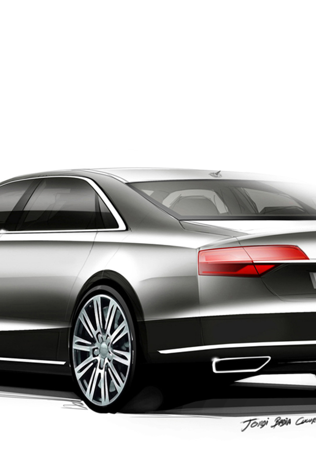 Автомобиль Audi A8 2014 на дороге