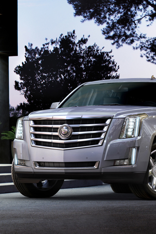Серебристый Cadillac Escalade 2014
