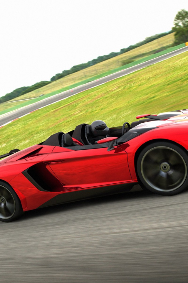 Красный Lamborghini Aventador J