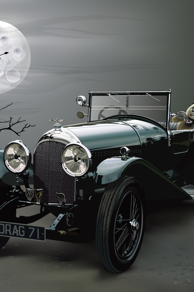 Мишка в автомобиле ретро