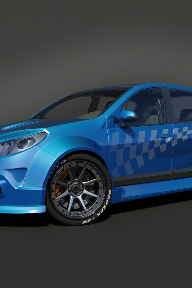 Автомобиль Ренаульт Sandero на дороге