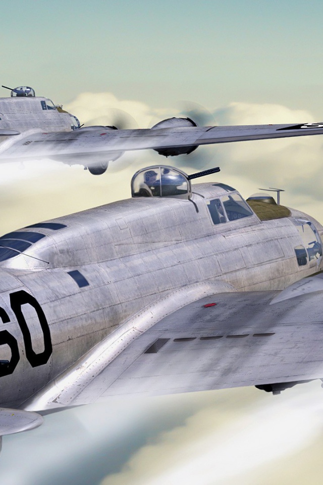 Самолеты Б-17 летят в облаках