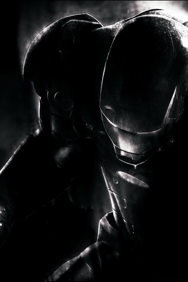 Черные обои с железным человеком
