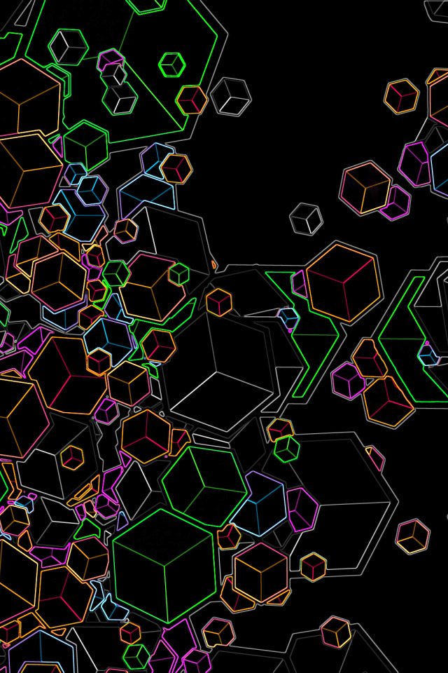 Черные обои с красочными фигурами
