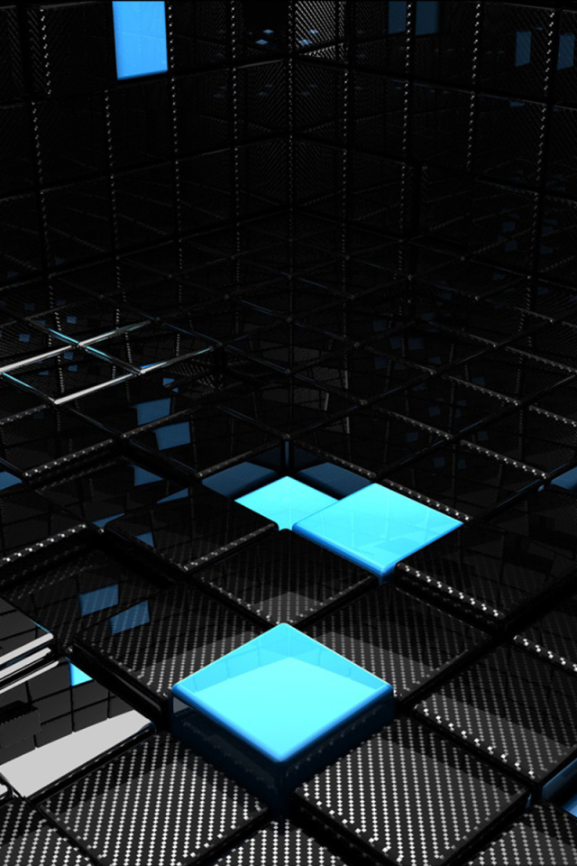 Черные обои с кубической абстракцией