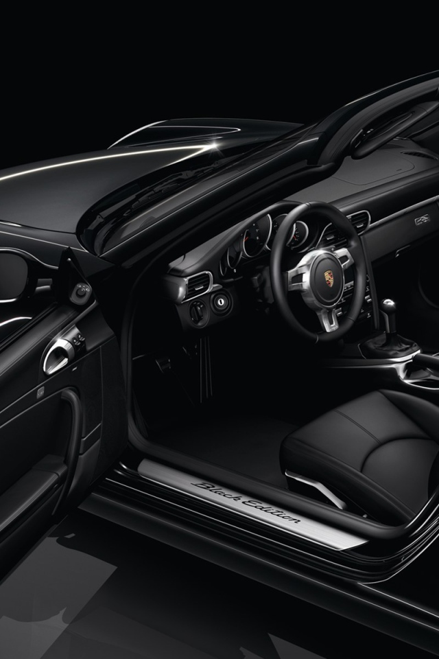 Black wallpaper with luxurious Porsche