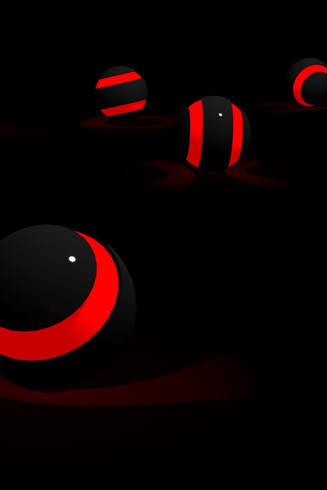 Черные обои с красными шарами