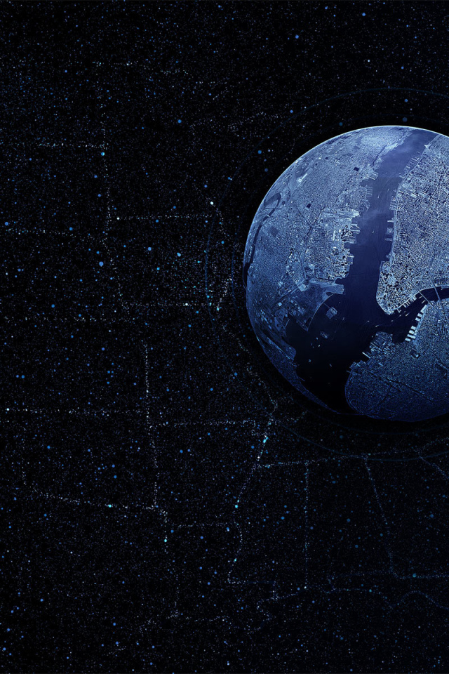 Черные обои с планетой Нью Йорк