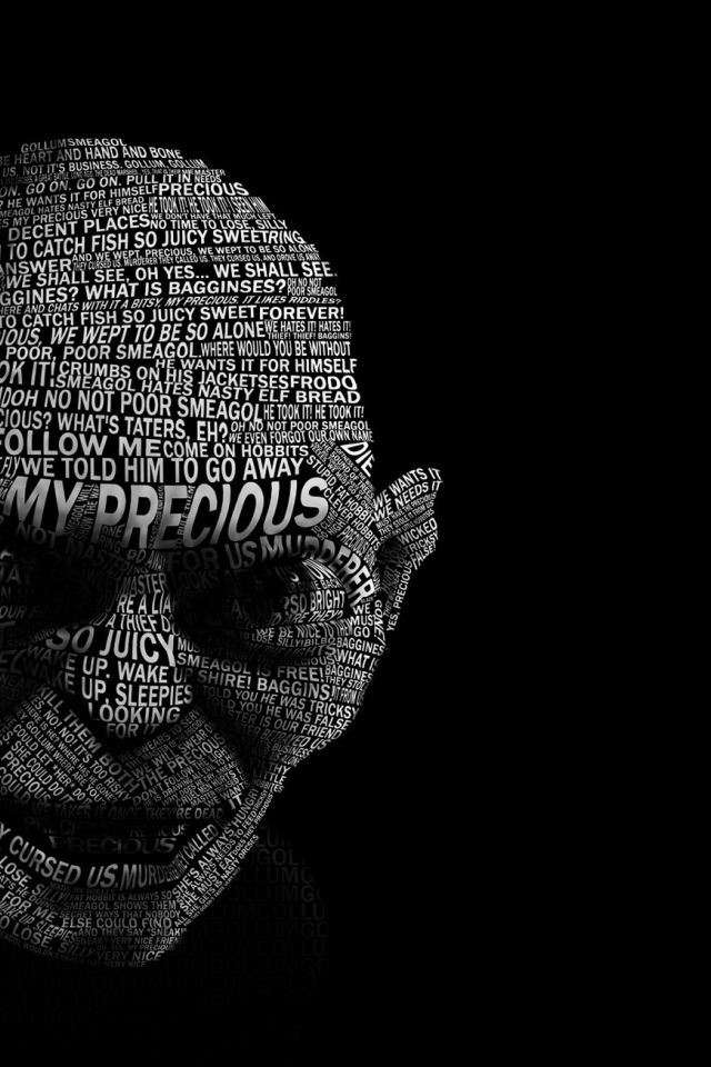 Голлум на черных обоях