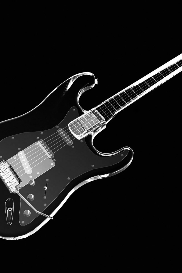 Гитара на черных обоях