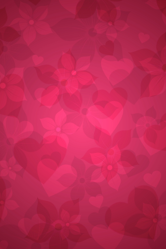 Сердечки на розовых обоях