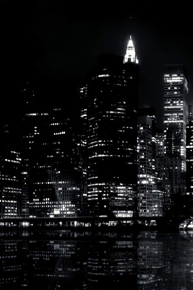 Ночные огни на черных обоях