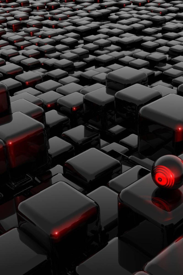 Красно черные кубы на обоях