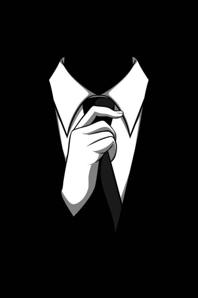 Человек в галстуке на черных обоях