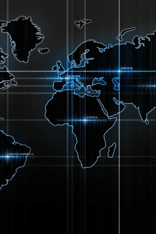 Карта мира на черных обоях