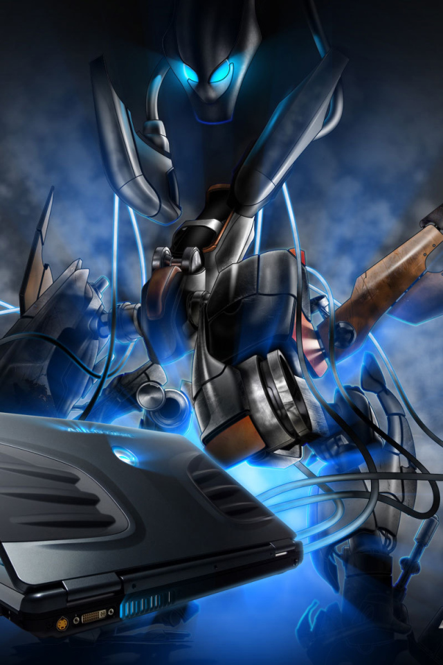 Робот с ноутбуком HP