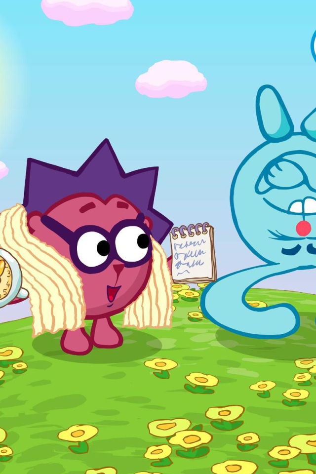 Ежик и Крош в мультфильме Смешарики