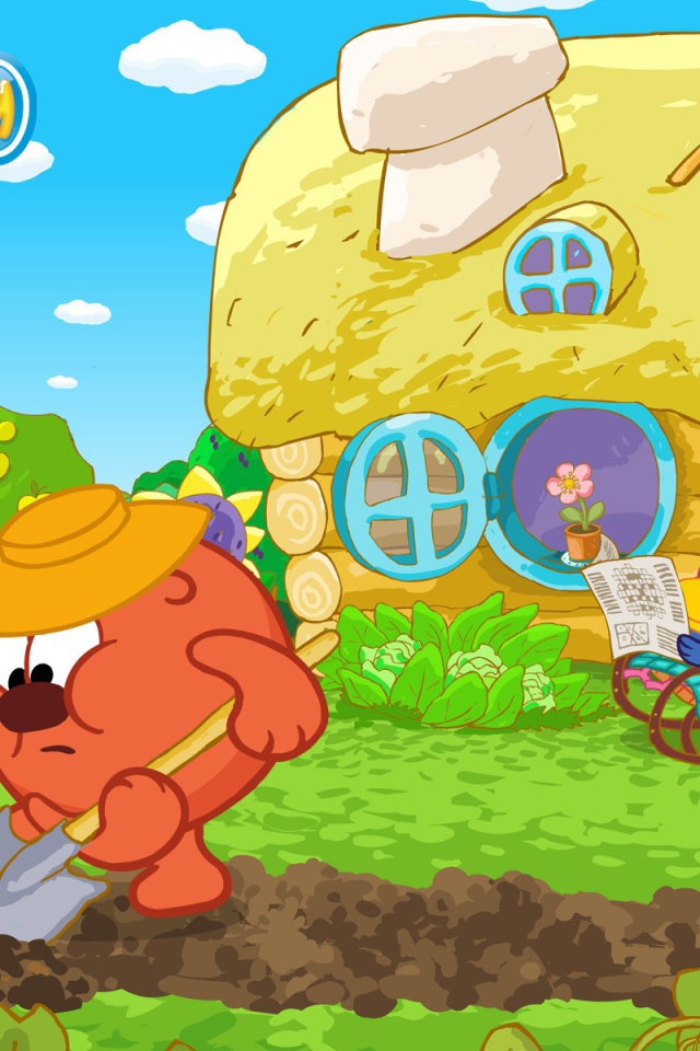 Копатыч в огороде в мультфильме Смешарики