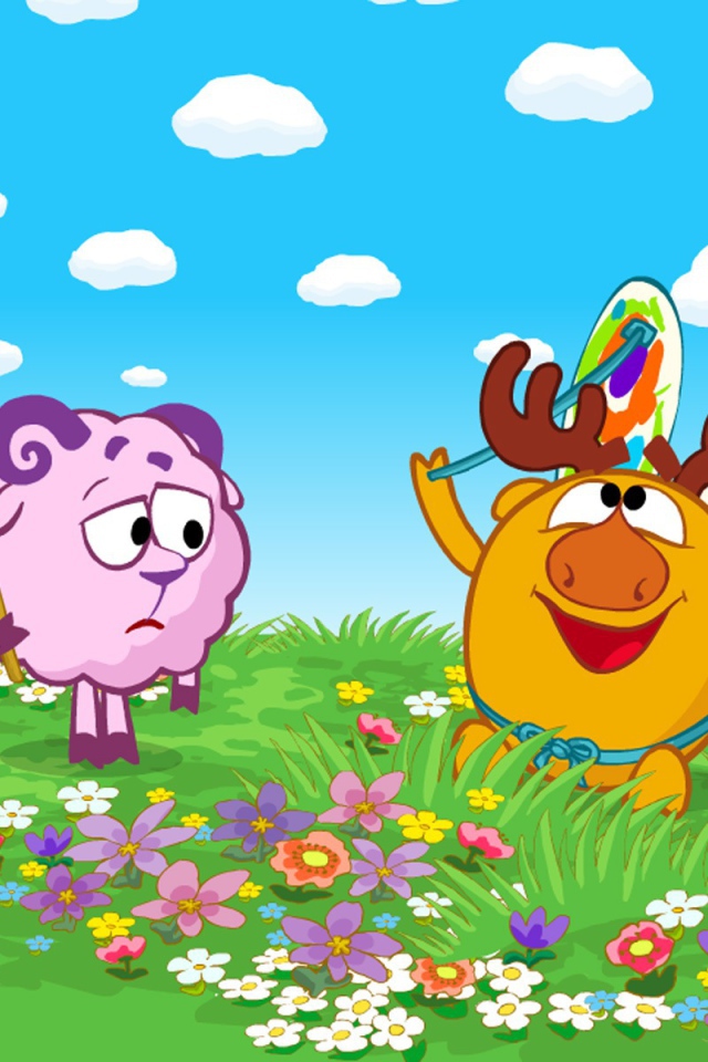 Нюша и Лосяш в мультфильме Смешарики