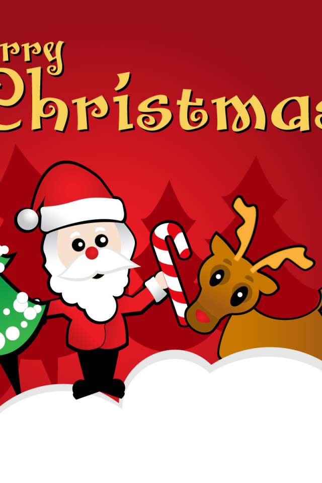 Санта Клаус и олени на Рождество