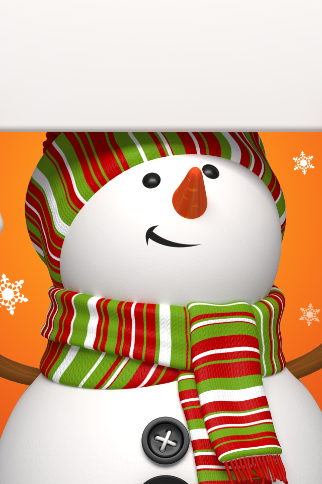Снеговик на оранжевом фоне
