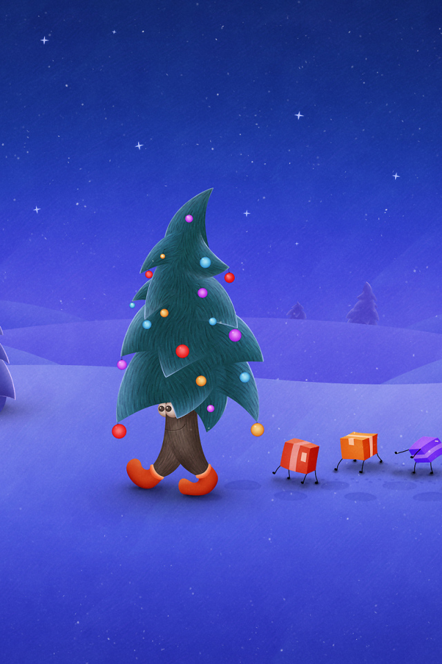 Ёлка и подарки с ногами