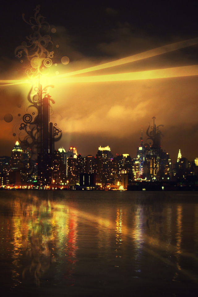 Городской пейзаж с рисунком