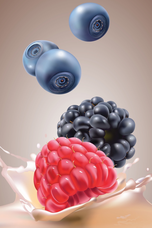 Ягоды падают в молоко